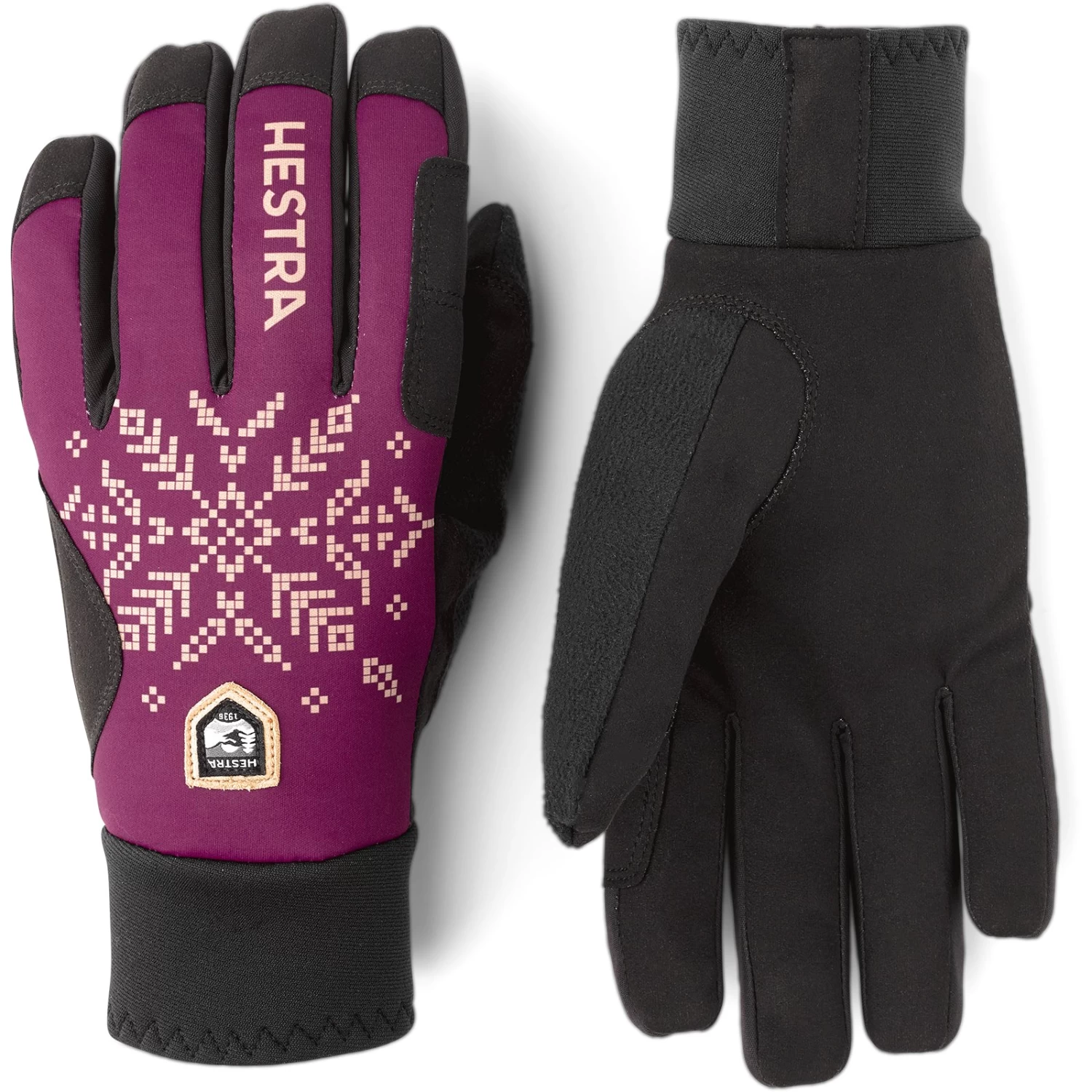 Hestra Women's XC Primaloft - 5 Finger Cross Country Gloves - Bordeaux Print 3 Hestra Women's XC Primaloft - 5 Finger Cross Country Gloves - Bordeaux Print