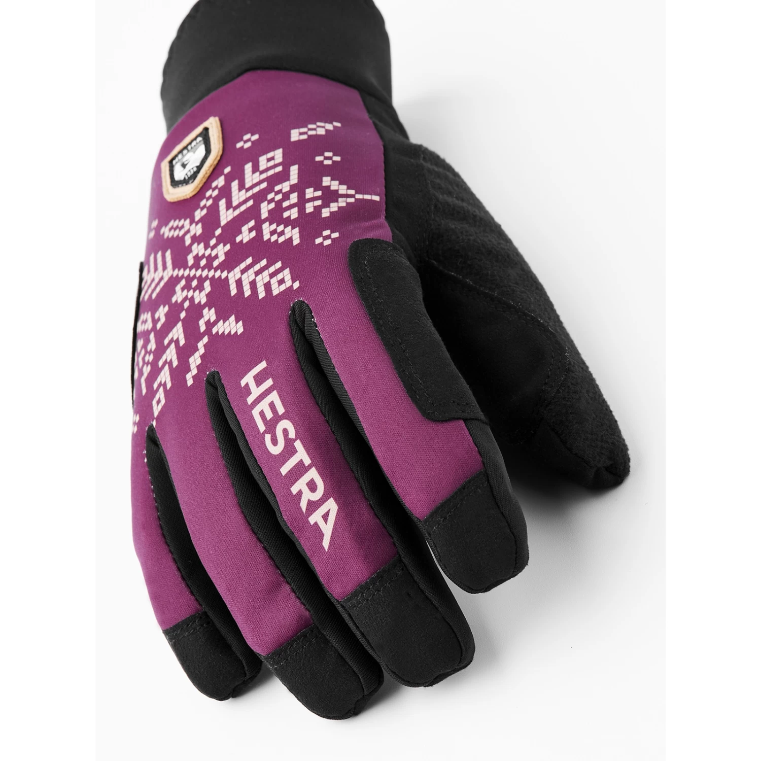 Hestra Women's XC Primaloft - 5 Finger Cross Country Gloves - Bordeaux Print 5 Hestra Women's XC Primaloft - 5 Finger Cross Country Gloves - Bordeaux Print - Image 3